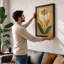 Golden Lotus Moon Botanical - Framed Print-1901053632-1901053633