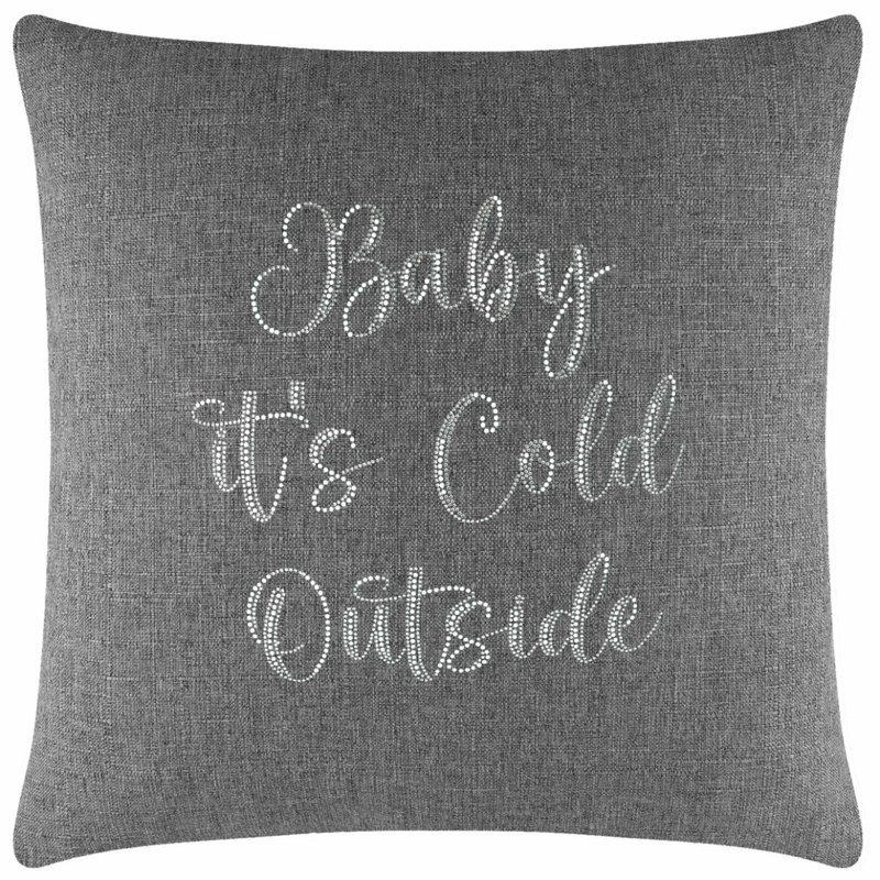 Coussin Sparkles Home Strass | Rembourrage en plumes | Luxe, Carré 20 po, Gris
