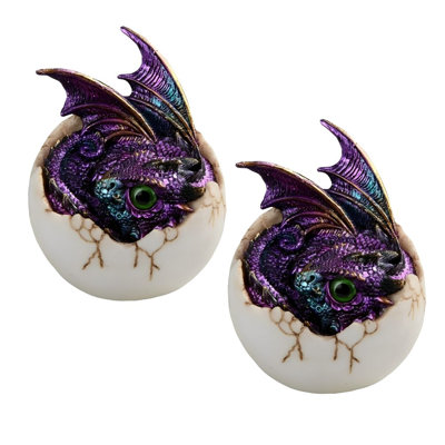 "2-PC Set" ICE ARMOR 4"H Pink/Purple Dragon Baby in Egg Figurine Figurine Statue Ornament Home/Room Decor and Perfect Gift Ideas for House Warming, Holidays and Birthdays Great Collectible Addition
