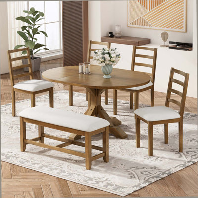 Ensemble de table de salle à manger à rallonge 60 pouces Farmhouse
