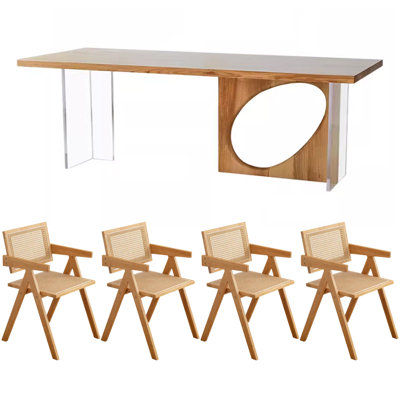 4 - Person Solid Wood Top Double Pedestal Dining Set