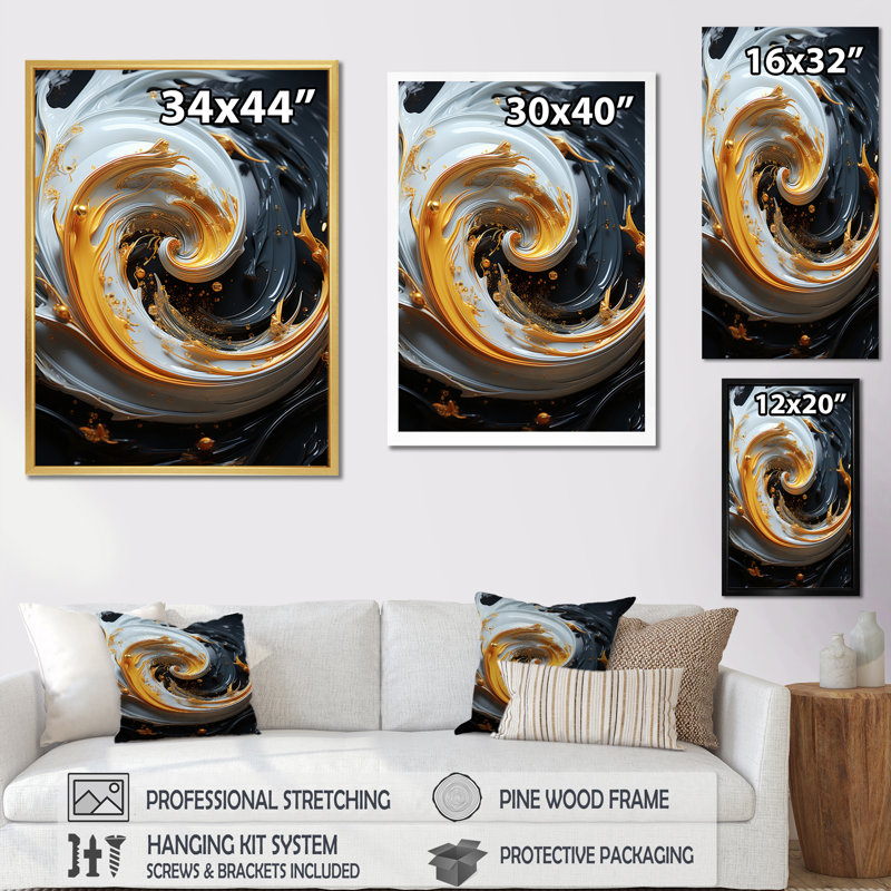 «Magic Gold», impression sur toile, Cadre simple noir, H 32 po x l 16 po x P 1 po