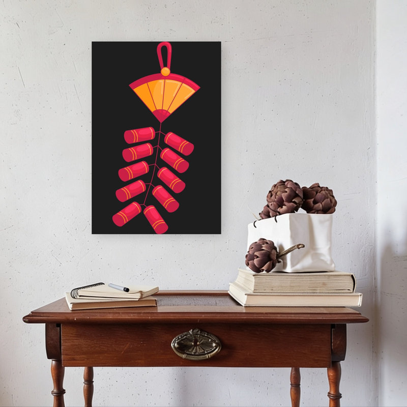 Reproduction d'art printanier festif de pétards chinois traditionnels, H 24 po x l 16 po