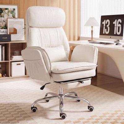 Fauteuil de bureau grand et grand, accoudoirs rabattables pour animaux de compagnie et pieds croisés, fauteuil de jeu ergonomique pour ordinateur avec repose-pieds