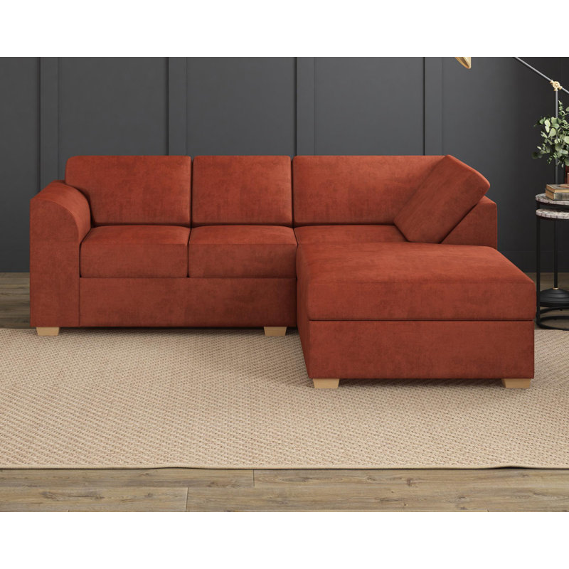 Modo L Shaped Sofa With Corner, Fixed Back, Right Hand Facing, Marmalade Polyester