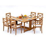 9 Pcs Grade-A Teak Wood Dining Set: 60" Square Rectangle Butterfly Table And 8 Granada Stacking Arm Chairs #11GR1408