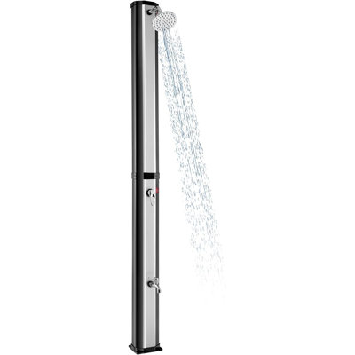 9.3 Gallon Solar Heated Outdoor Shower, Freestanding Garden Shower with 360Â° Swivel Shower Head -  CAPBOL, CL725W3T