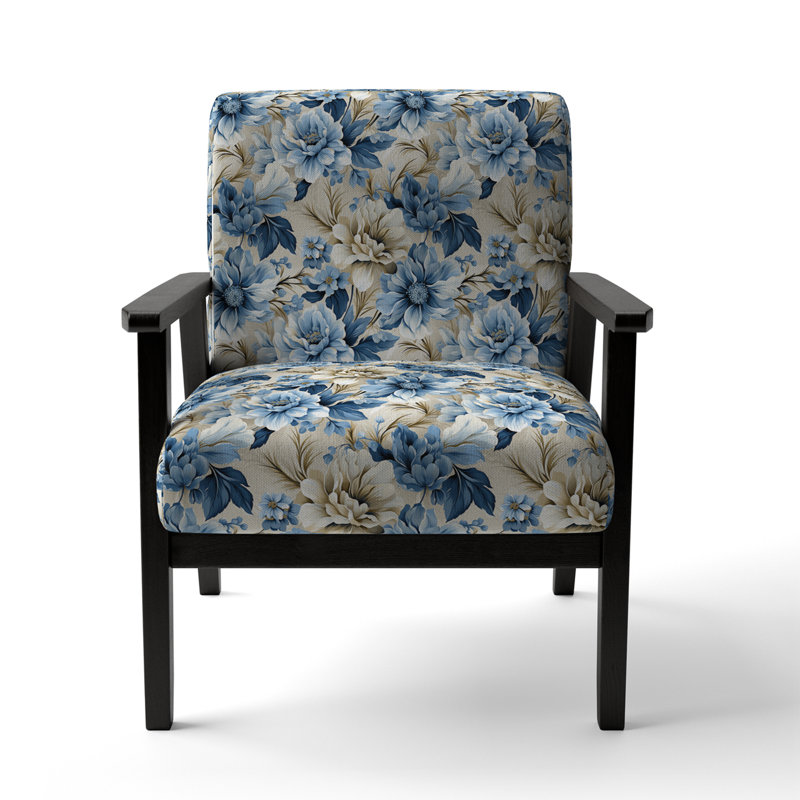 Coastal Victorian Tranquility Victorian Pattern - Upholstered Farmhouse Arm Chair, Rustic Floral Accent Chair