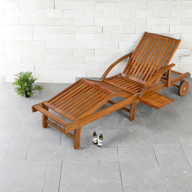 Méridiennes de patio réglables, chaise de piscine moderne en bois d'acacia