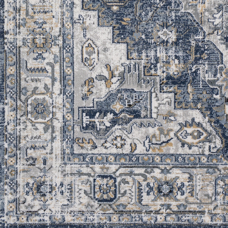 Tapis oriental gris / bleu Doyon, Rectangle 5 pi 3 po x 7 pi 3 po