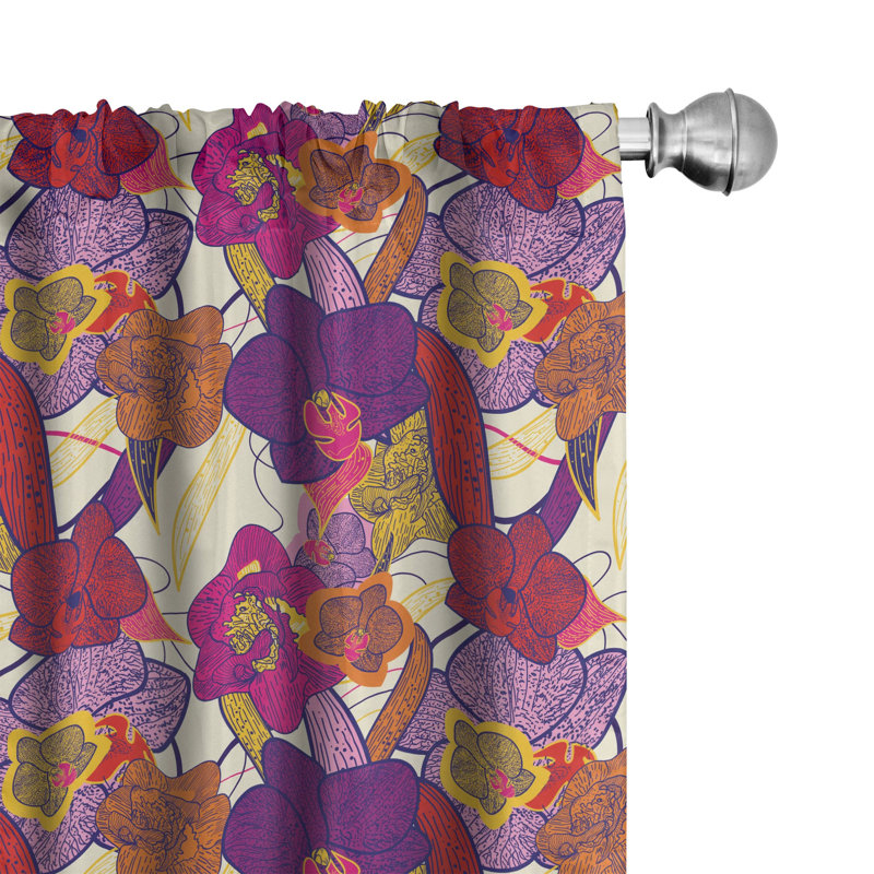 Floral Semi-Sheer Rod Pocket Sliding Panel, 28" x 63"