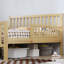 Lit plateforme en bois avec garde-corps et deux tiroirs de rangement-748375395