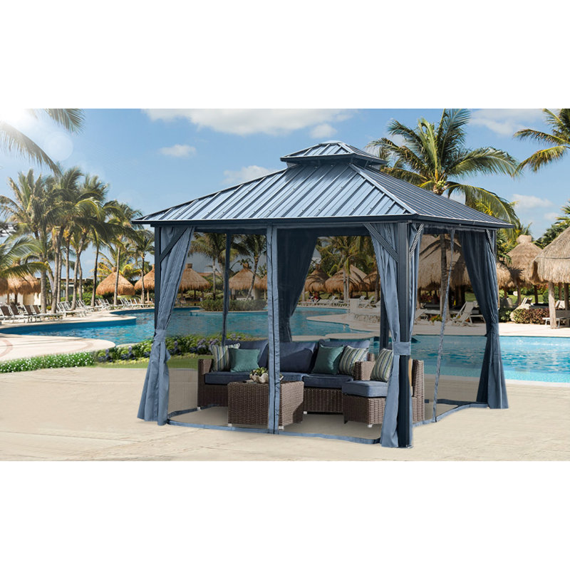 Abri d'auto 12 pi Sidhi L 10 pi. D Pavillon de jardin en métal