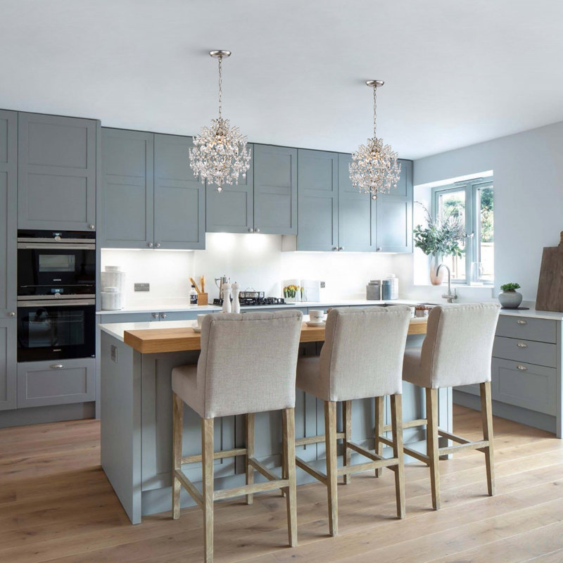 Gillespie 3 - Light Brushed Champagne Unique Geometric Chandelier with Crystal Accents