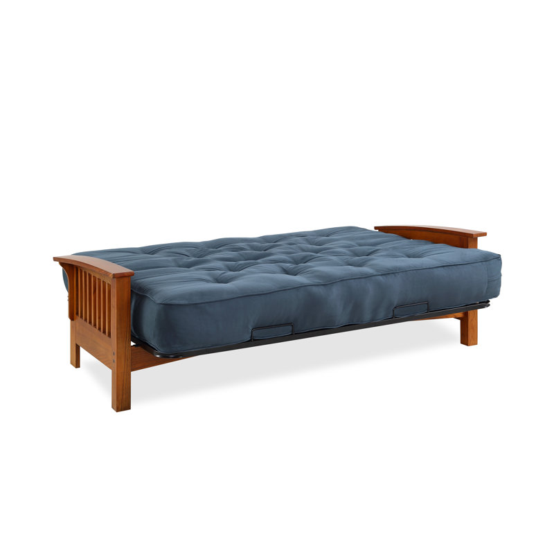 Futon double avec matelas Mccaleb, Bleu minuit