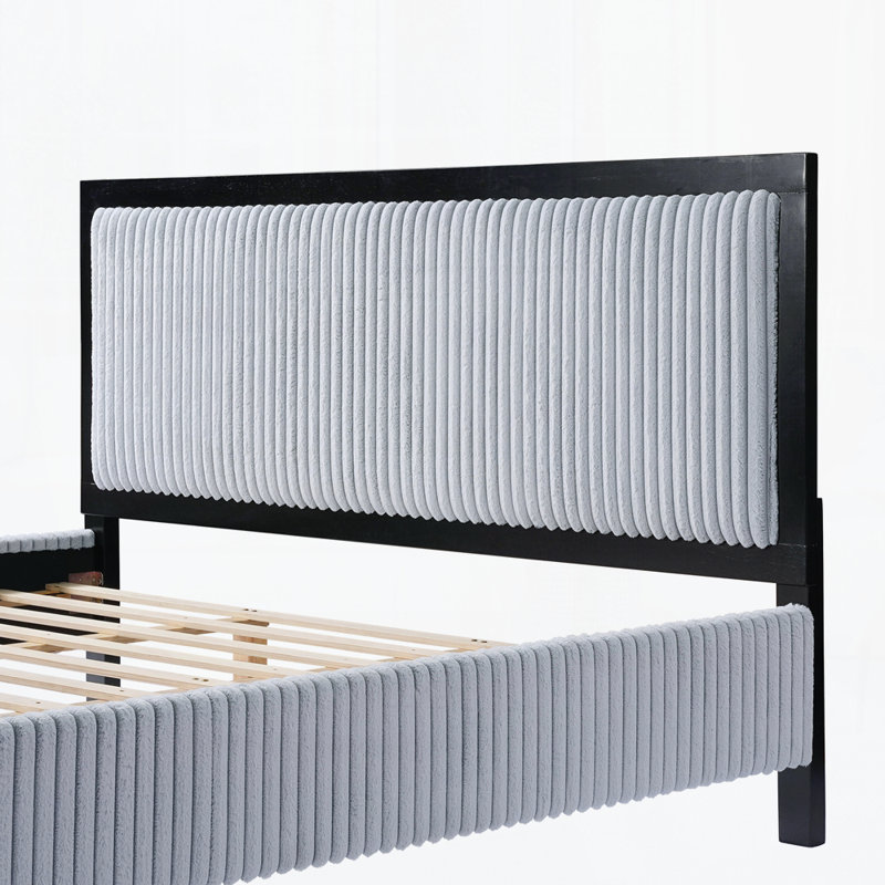 Lit rembourré avec tête de lit moelleuse, Grand