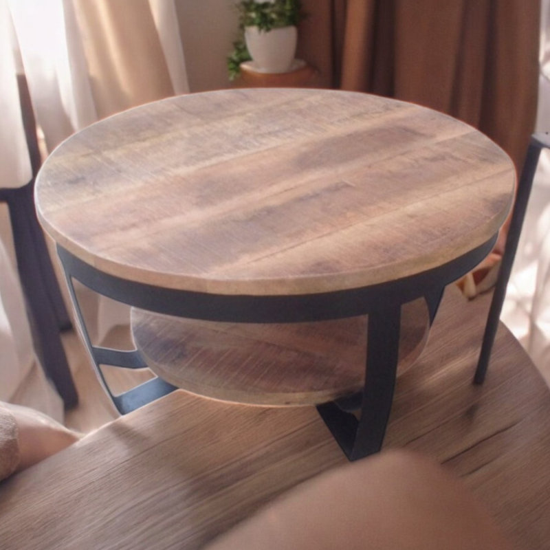 Solid Wood Top Living Room Table Set