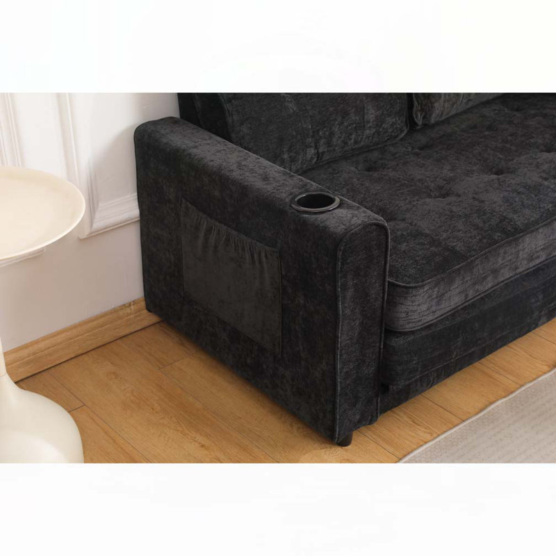 Convertible Futon Couch Sleeper Sofabed, Black