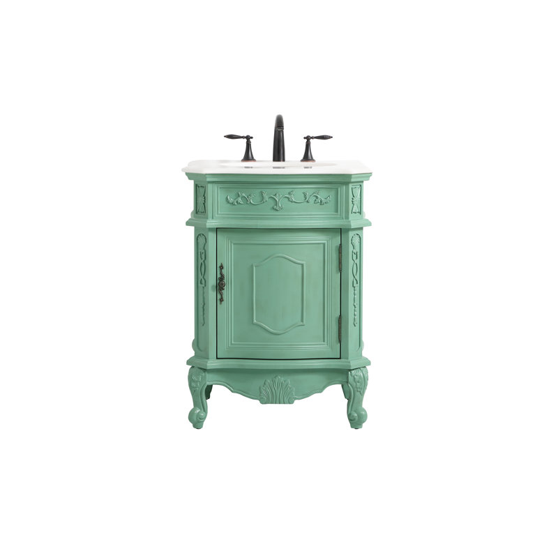 Ensemble de meuble-lavabo simple 24 po Berkshire, Menthe rétro, Blanc
