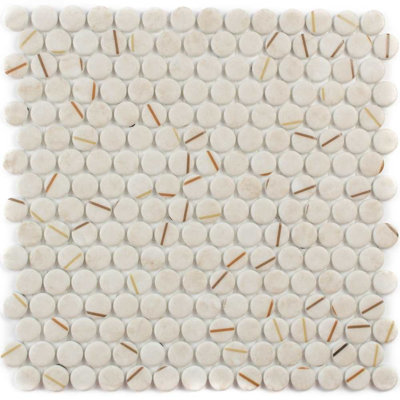 Carreau de mosaïque rond en verre 12 po x 12 po Eterna Penny