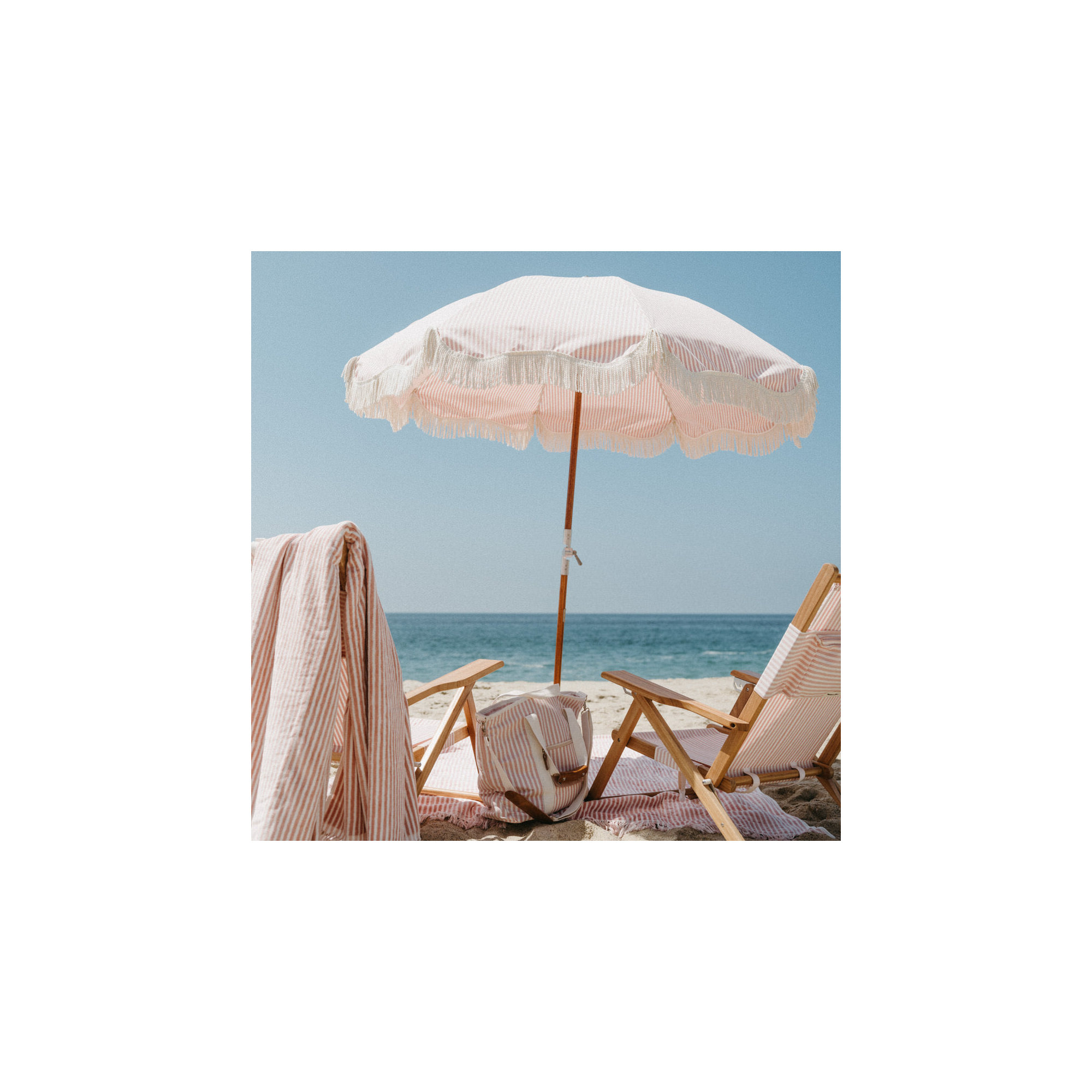 2022/2023 72'' Striped Outdoor Beach Umbrella, Pink