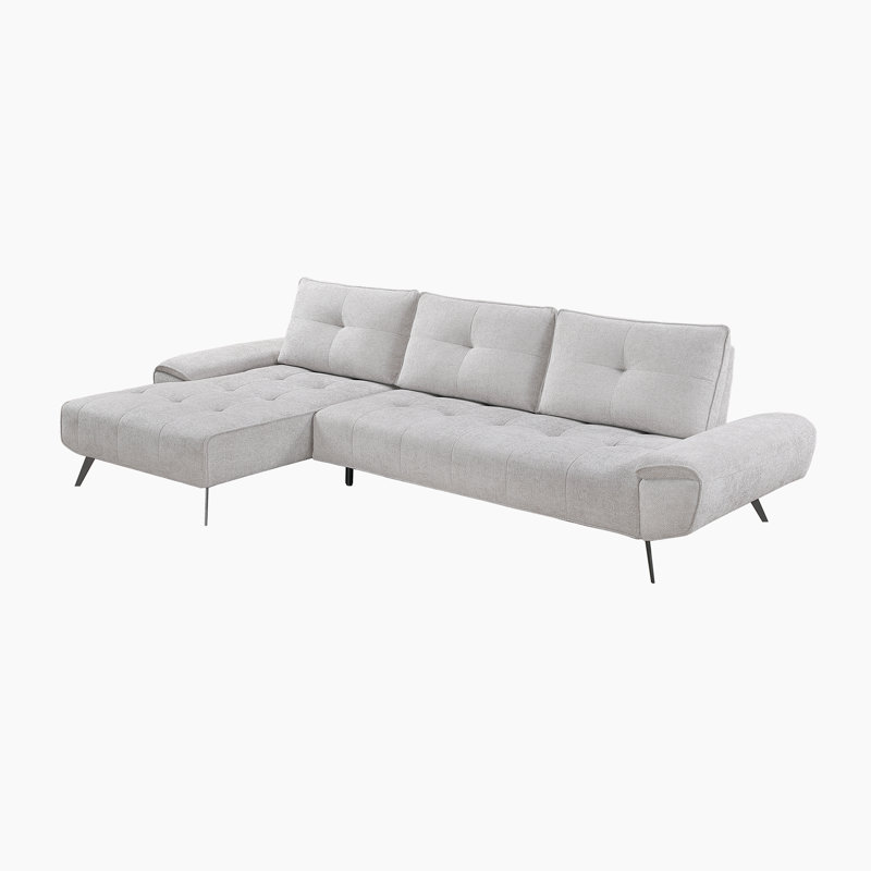 Kenner 125" Modern & Contemporary 2-Piece Sectional - Chenille Sectional, Customizable Seat Depth, Chaise for Lounging