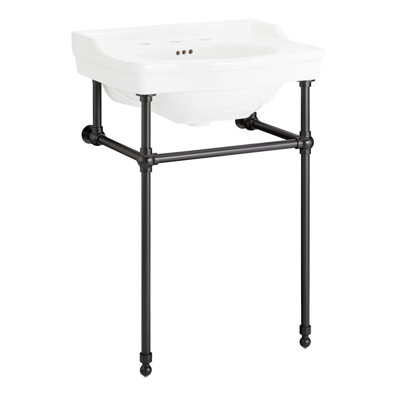 24" Cierra 31" Tall Porcelain Rectangular Console Bathroom Sink with Overflow, Matte Black