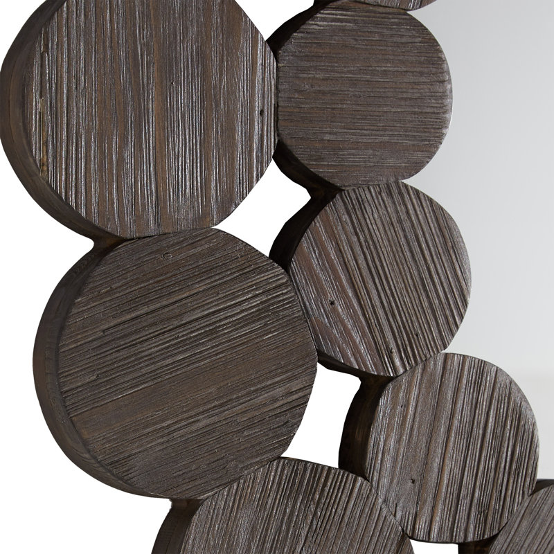 Alikee Solid Wood Flat Wall Mirror, Dark Brown, 31.5" x 31.5"