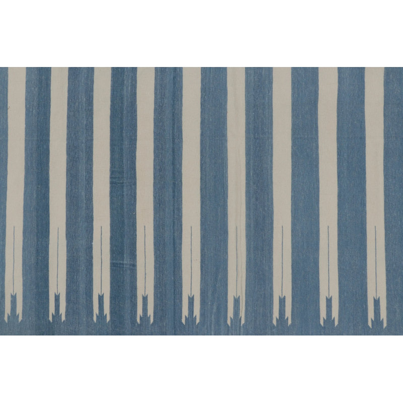 Kilim & Flat Weave Hand Woven Dhurrie Cotton Striped Area Rug, Rectangle 6' x 9'