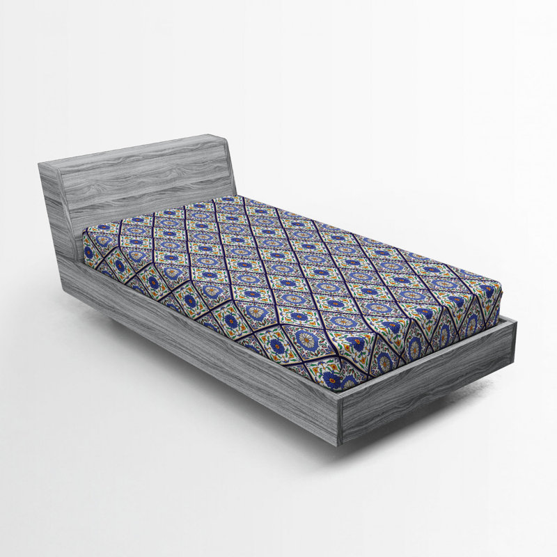 Microfiber Geometric Fitted Sheet, Twin Fitted Sheet