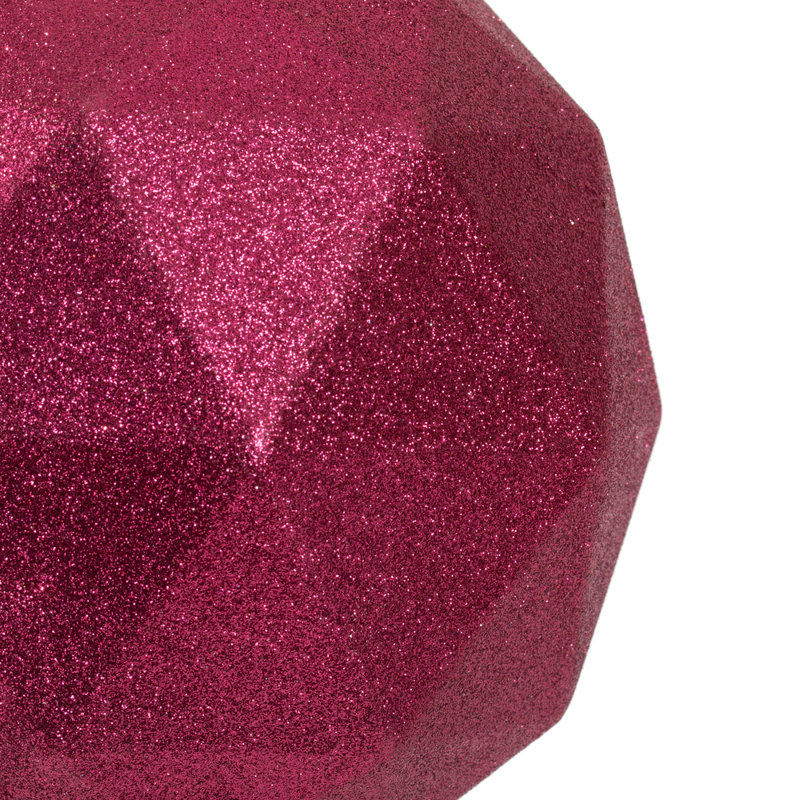  Ornement en forme de boule géométrique de 8 po au fini pailleté chocolat., Rouge baie