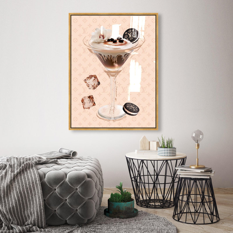 Oliver Gal Espresso Martini Luxe Glam & Bar - Hand-Applied Glass Coat Framed Canvas Art, 45" H x 36" W, Gold