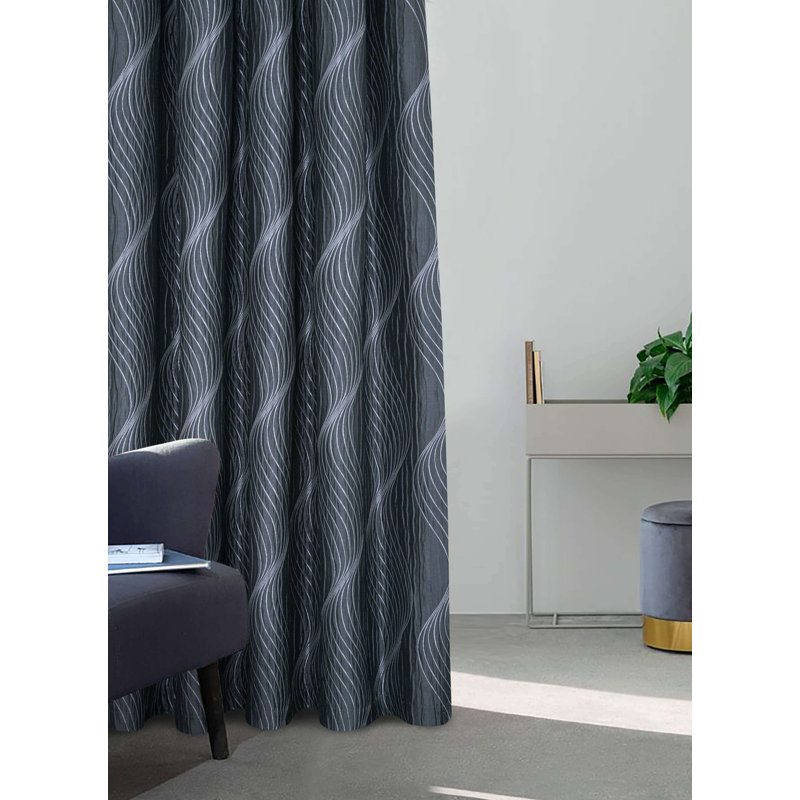 Audrienne Pencil Pleat Room Darkening Curtain Pair, Charcoal, Width 114 x Drop 137cm