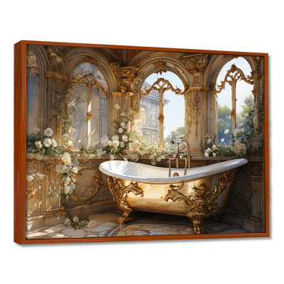 Bathroom Golden Luxe III - Bathroom Framed Wall Art