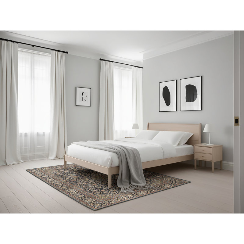 Tapis traditionnel noir / beige Genibrel, Rectangle 5 pi x 7 pi
