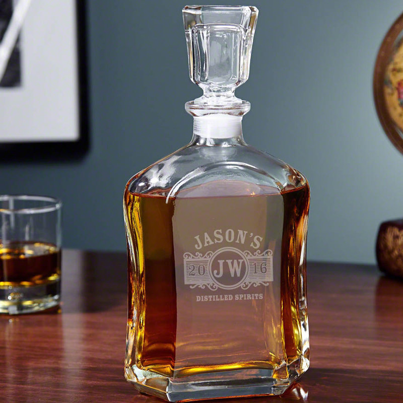 Décanteur à whisky Marquee 23 oz - Carafe à whisky en verre Monogram, Oui