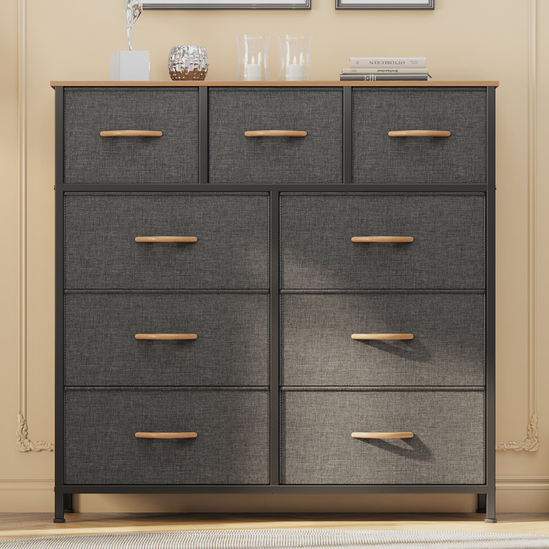 Commode 9 tiroirs Hurd, Bois gris