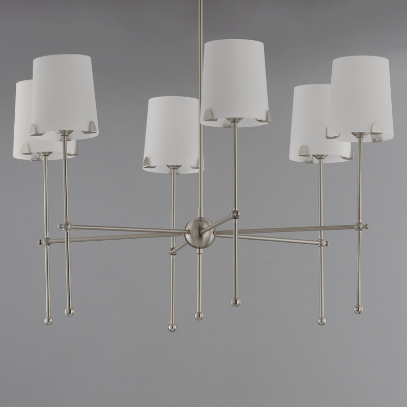 6 - Light Dimmable Classic / Traditional Chandelier, Satin Nickel