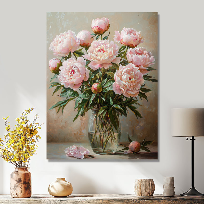 Kaloyan - pivoines, impression sur métal, H 20 po x l 12 po