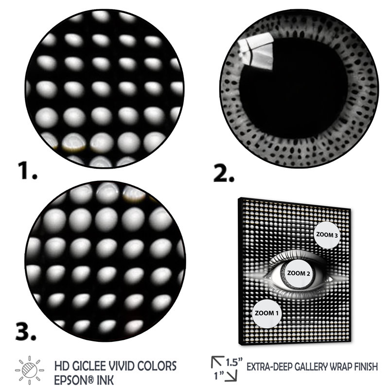 " Eye In Circular Infinity III ", 32" H x 24" W x 1" D, Black Floater Framed