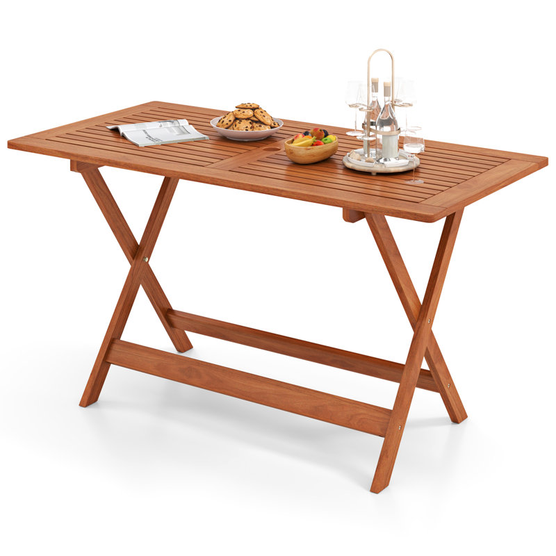 Table de salle à manger 54,5 po x 27,5 po avec trou de parasol 2 po pour balcon