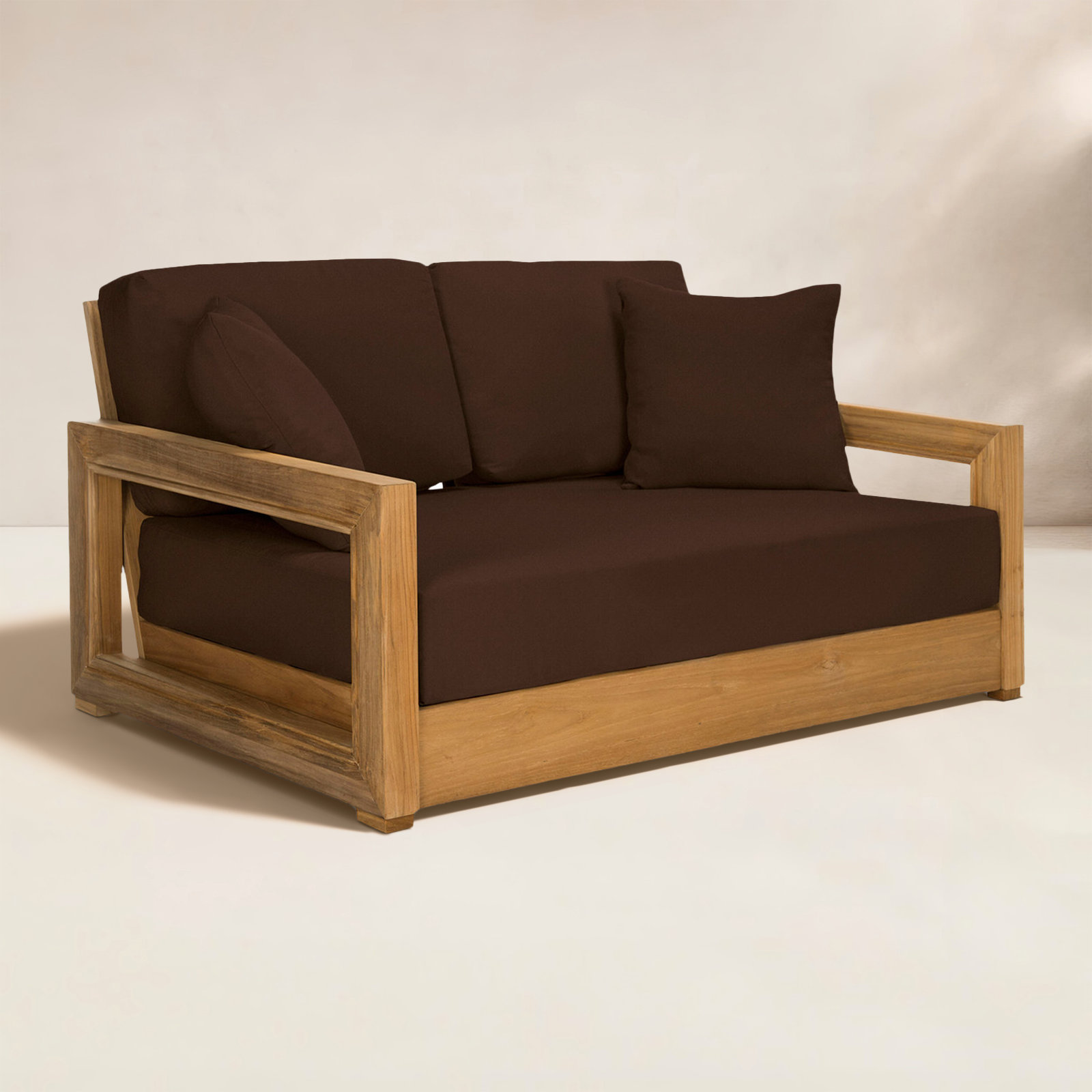 Melrose 52.75" Wide Loveseat with Cushions, Dark Brown