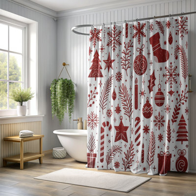 Rideau de douche standard 1 pièce Shimmering Christmas