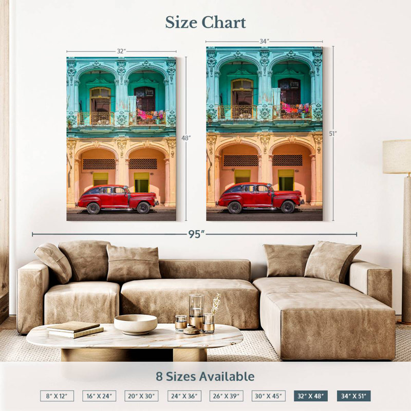 Mehar, bâtiment coloré de Cuba, H 51 po x l 34 po