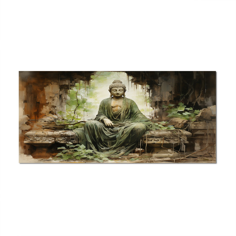 Thailande, ruines de Bouddha, art mural, Toile tendue, H 28 po x l 60 po x P 1,5 po
