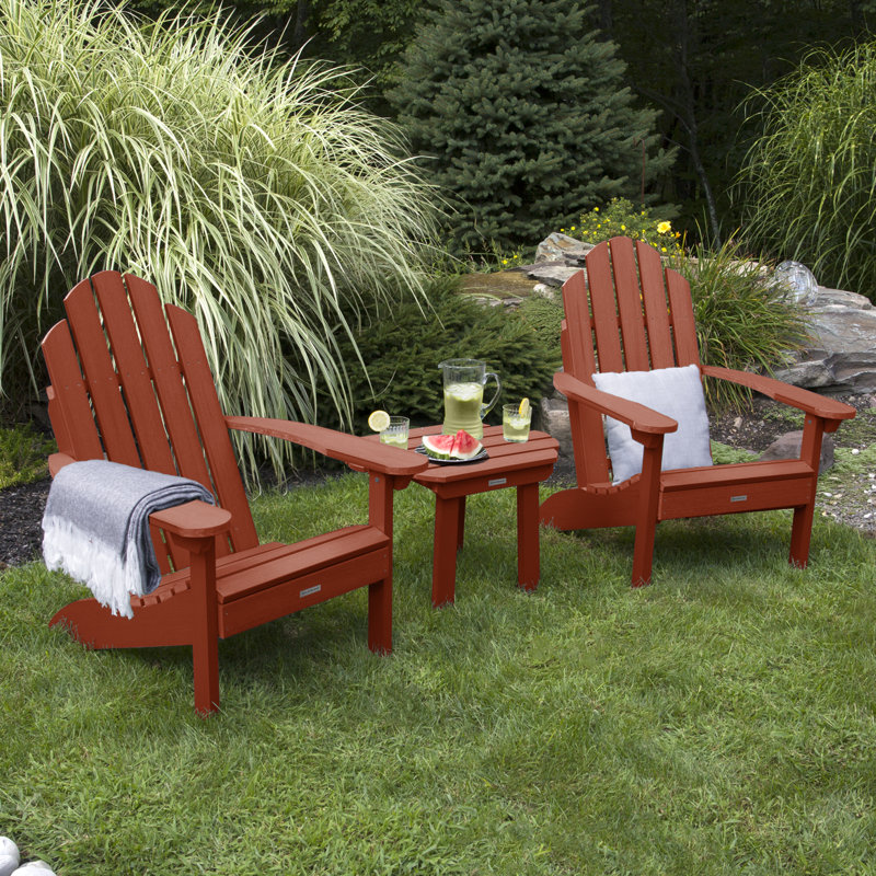 Chaise Adirondack en plastique avec table Anette, Rouge Rustique