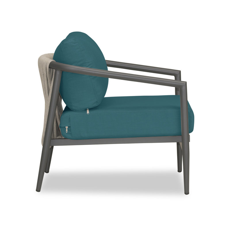 Delaine Powder Coated Aluminum Outdoor Lounge Chair , Sunbrella® Cushions Included, Spectrum Peacock Sunbrella® Plainweave