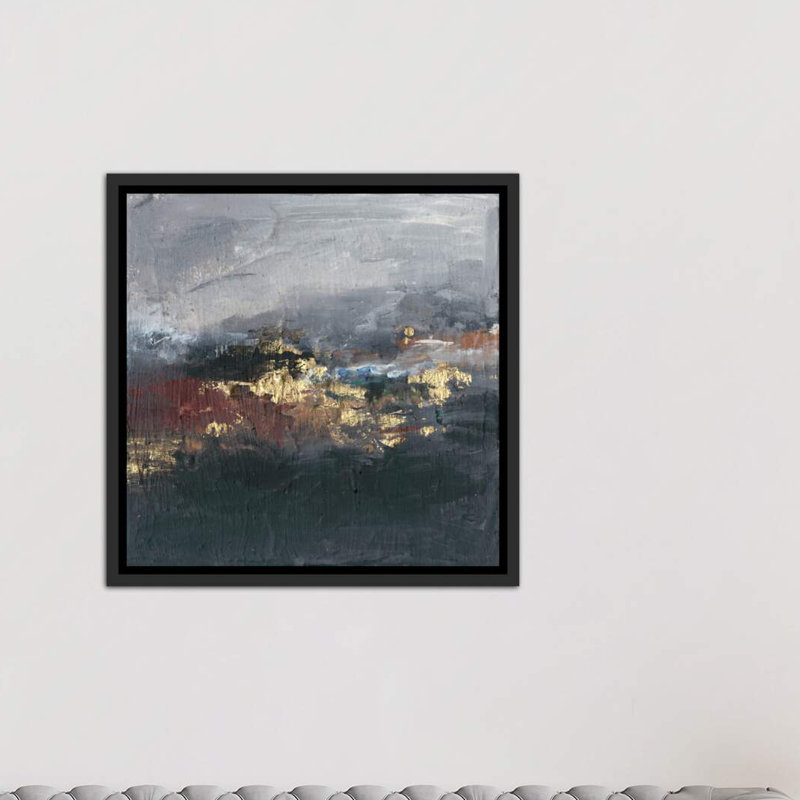 «Mountains in the Mist II» par Joyce Combs - reproduction d'art, H 18 po x l 18 po x 1,5 po, Toile avec cadre noir