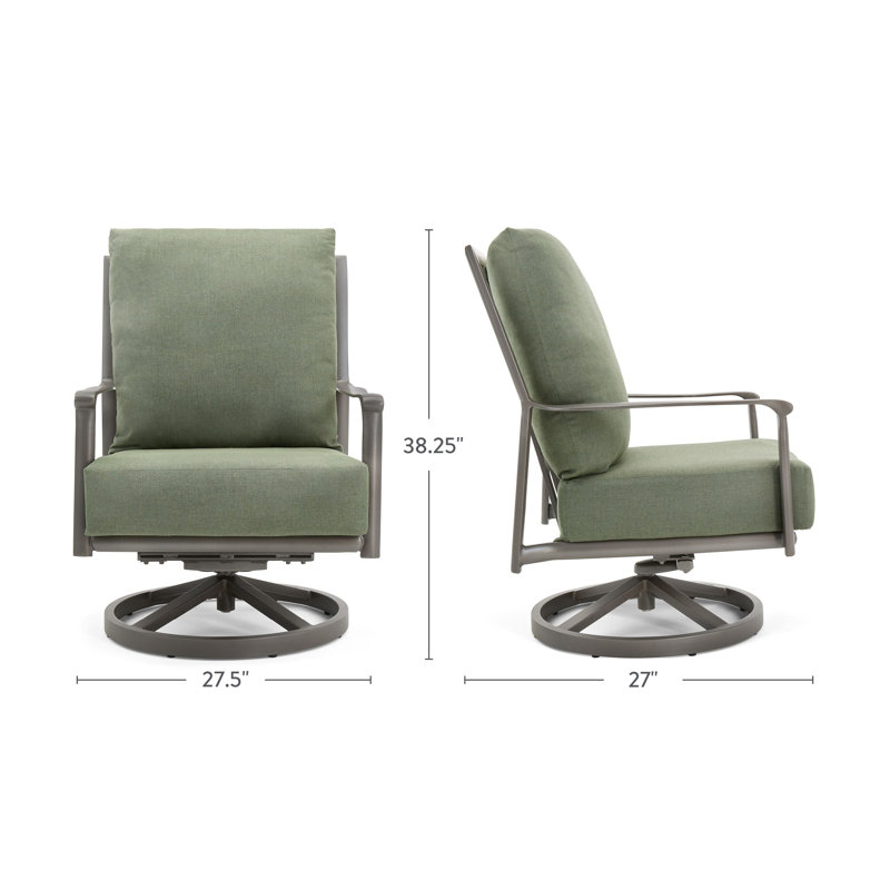 Outdoor Swivel Lounge Chair, Green, Brown
