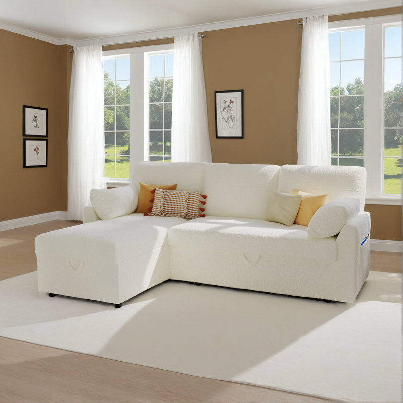 Baerl 84'' Upholstered Sleeper Sofa, White